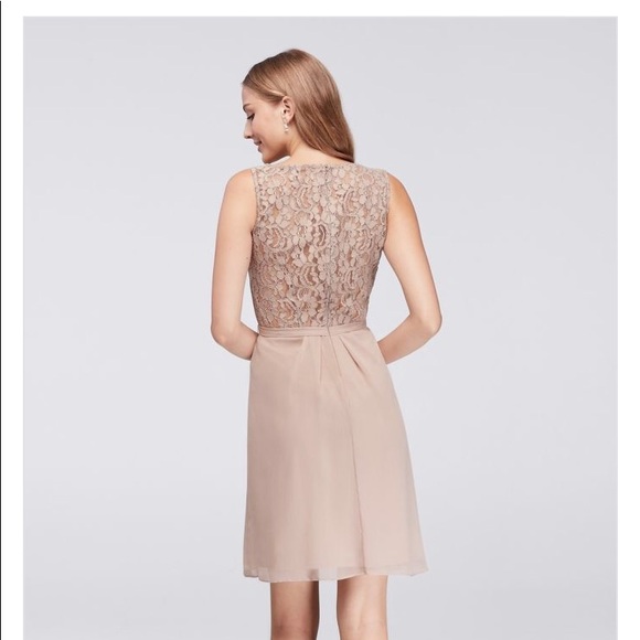 David’s Bridal Chiffon V-Neck Dress with Lace Back - Picture 7 of 8